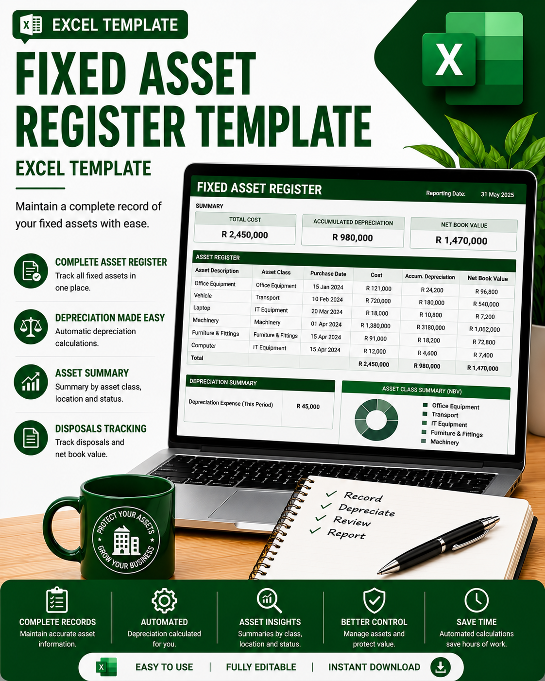 Fixed Asset Register Excel Template