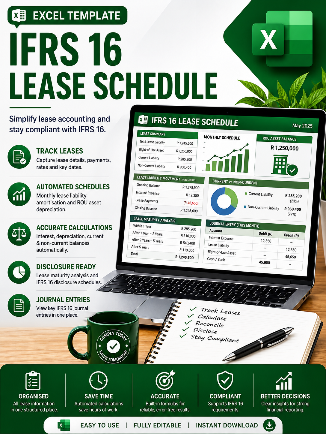 IFRS 16 Lease Schedule Excel Template